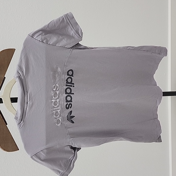 Adidas Womens Tee T-Shirt Top Short Sleeve Medium Light Purple with Logo - Picture 1 of 8